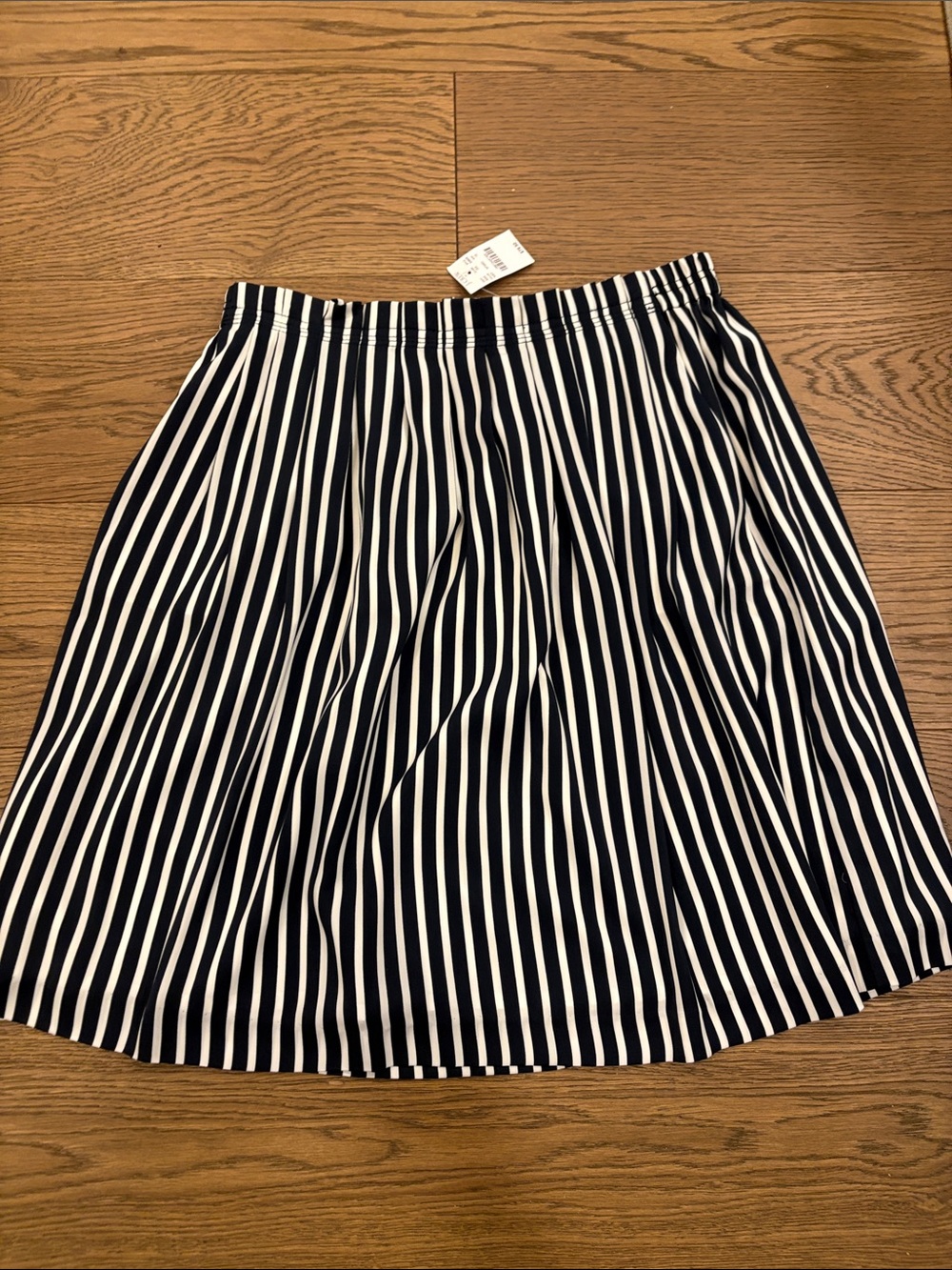 J. Crew Navy and White Vertical Stripe Skater Skirt